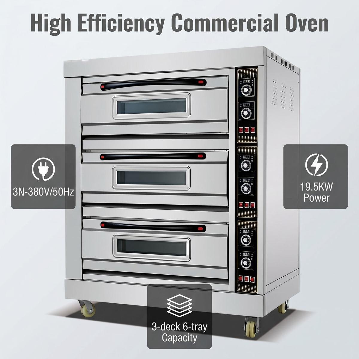 Electric Baking Oven 3 Deck 6 Tray